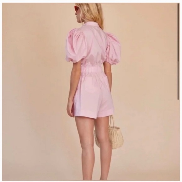 Hunter Bell Pia Pink Puff Sleeve Romper 6 Cocktail Resort cruise - Picture 2 of 8